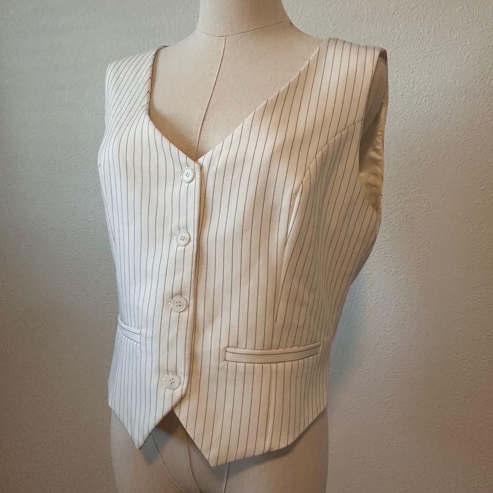 Women's Striped White Vest
